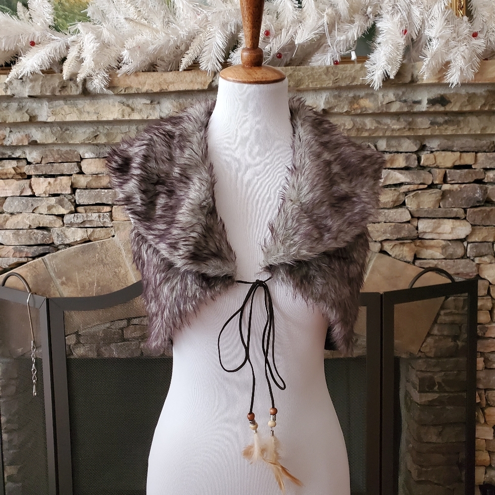 swool Brown faux fur vest